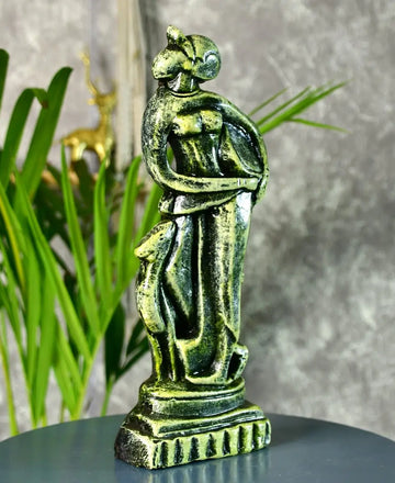 Terracotta Lady with Deer: Artisan Tabletop Home Decor — alternate view