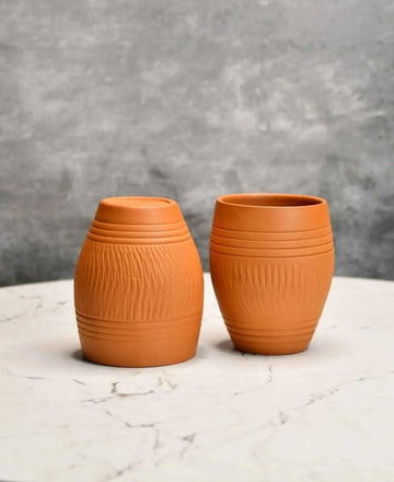 Terracotta Lassi Mug Set: Artisanal Elegance, Functional Design. — alternate view
