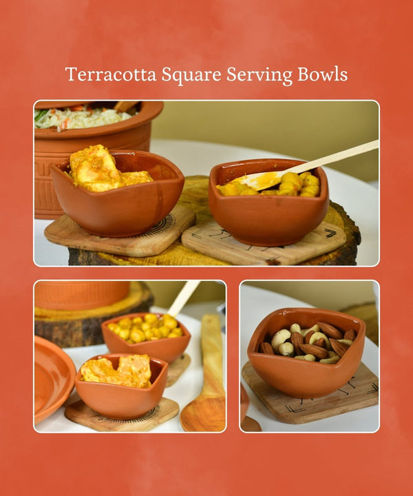 Terracotta Square Serving Bowl: Artistic Kitchen Elegance — image 4