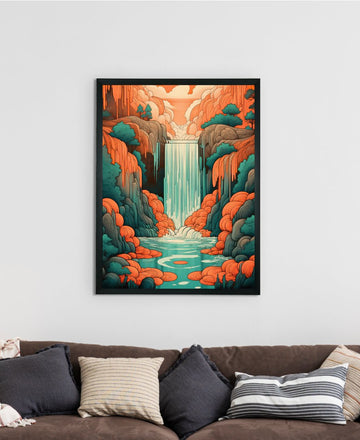 Sowpeace's Handcrafted Boho Day-Night Waterfall Line Art – Premium Set of 2, Indian-Inspired Canvas Prints — alternate view