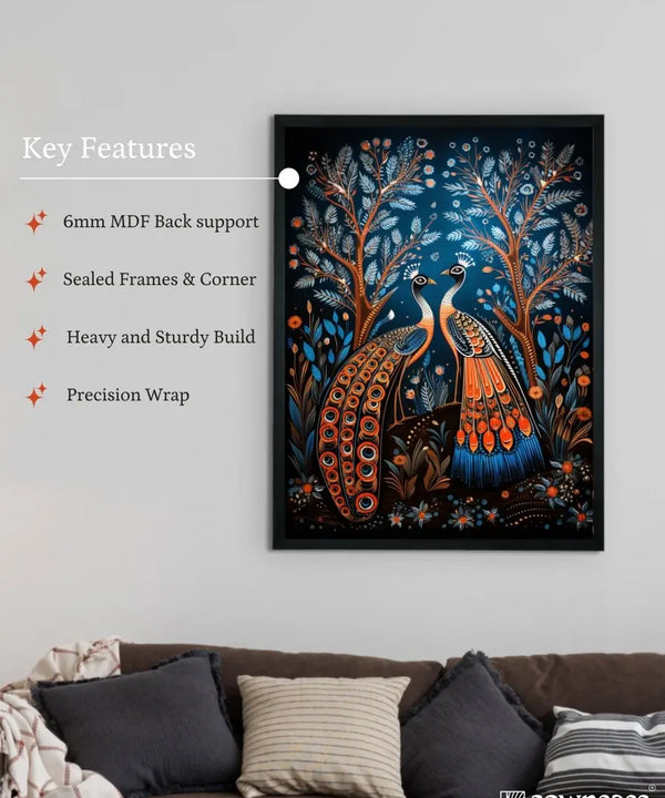 Unveil Majesty: Sowpeace Handcrafted Peacock Wall Art – Premium Indian-Inspired Canvas Print for Modern Home Decoration — image 6