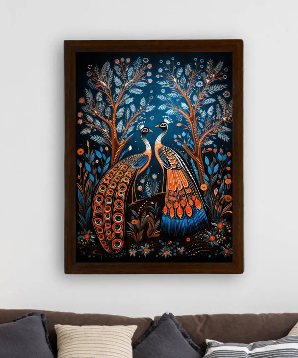 Unveil Majesty: Sowpeace Handcrafted Peacock Wall Art – Premium Indian-Inspired Canvas Print for Modern Home Decoration — image 3