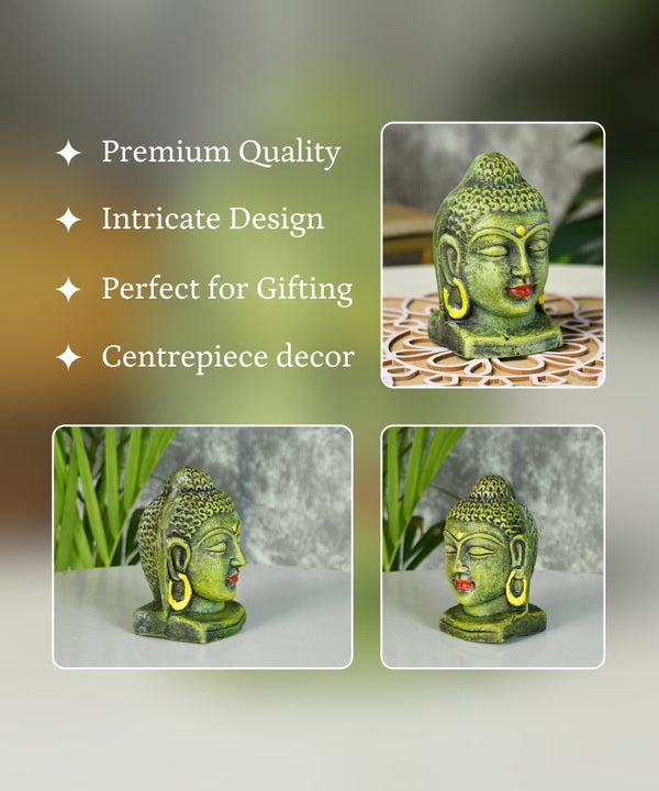 White Terracotta Buddha Head: Artisan Home Decor — image 3