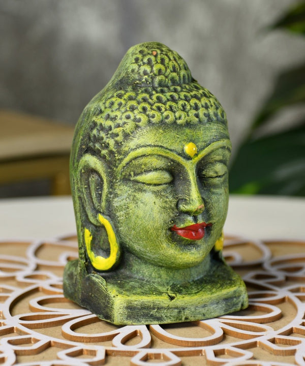 White Terracotta Buddha Head: Artisan Home Decor — main view