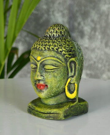 White Terracotta Buddha Head: Artisan Home Decor — alternate view