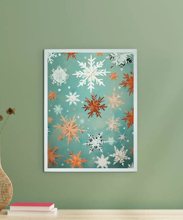 Sowpeace's Silent Snowfall: Premium Abstract Wall Prints – Handcrafted Indian-Inspired Art for Peaceful and Elegant Winter Decor — main view