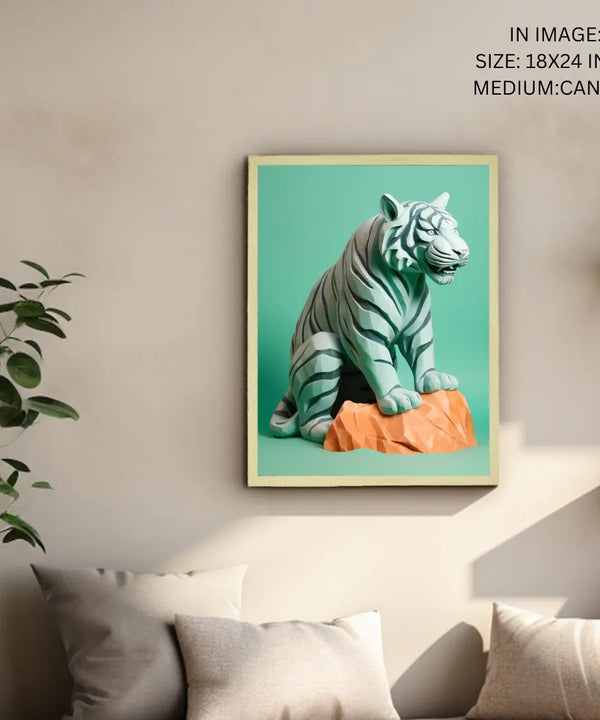 Frozen Form: Premium Abstract Tiger Canvas Wall Prints by Sowpeace – Handcrafted Indian-Inspired Art for Unique Winter Decor — image 5