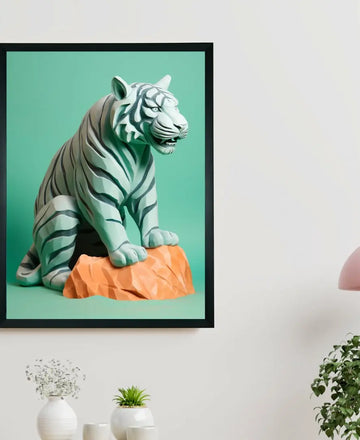 Frozen Form: Premium Abstract Tiger Canvas Wall Prints by Sowpeace – Handcrafted Indian-Inspired Art for Unique Winter Decor — alternate view