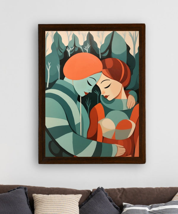 Winter Whispers: Premium Modern Couple Canvas Print by Sowpeace – Handcrafted Indian-Inspired Art for Elegant Winter Home Decor — image 3