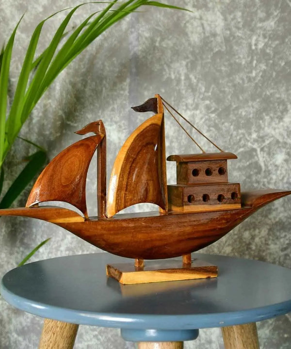Wooden House Boat: Artisan-Crafted Tabletop Elegance — image 5