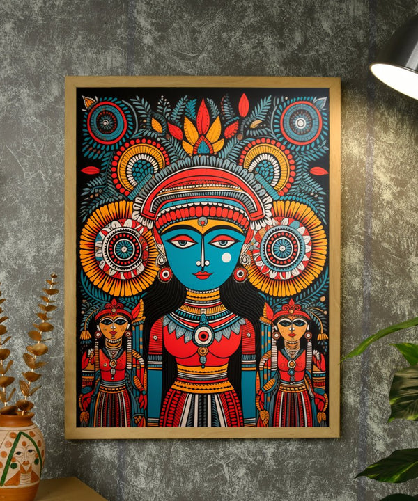 Abstract Crowned Women: Sowpeace Handcrafted Prints – Premium Indian-Inspired Canvas Art for Modern Home Decoration — image 3