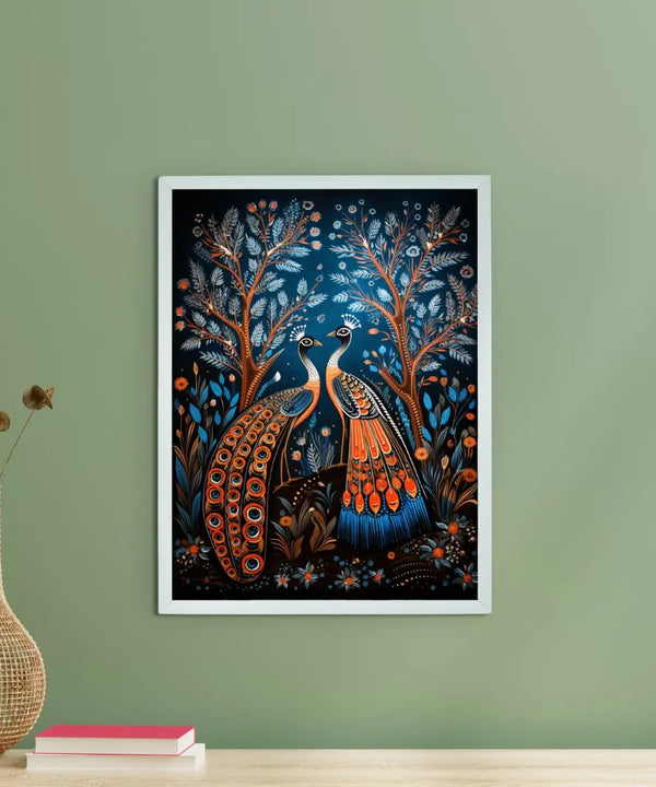 Unveil Majesty: Sowpeace Handcrafted Peacock Wall Art – Premium Indian-Inspired Canvas Print for Modern Home Decoration — main view