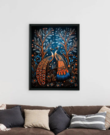 Unveil Majesty: Sowpeace Handcrafted Peacock Wall Art – Premium Indian-Inspired Canvas Print for Modern Home Decoration — alternate view