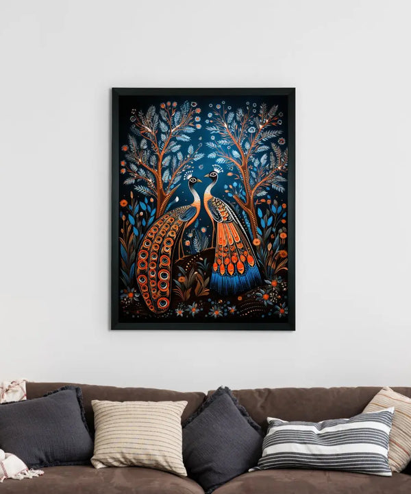 Unveil Majesty: Sowpeace Handcrafted Peacock Wall Art – Premium Indian-Inspired Canvas Print for Modern Home Decoration — image 2
