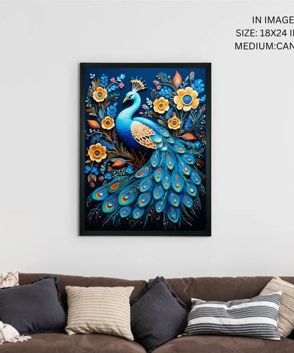 Sowpeace Serenity: Handcrafted Peacock Blooms Tranquility – Premium Canvas Art for Elegant and Peaceful Home Decor — image 5