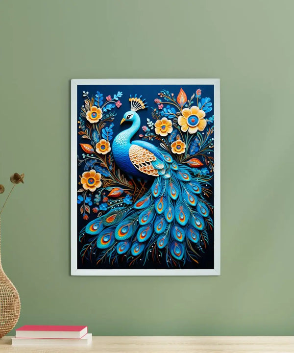 Sowpeace Serenity: Handcrafted Peacock Blooms Tranquility – Premium Canvas Art for Elegant and Peaceful Home Decor — main view