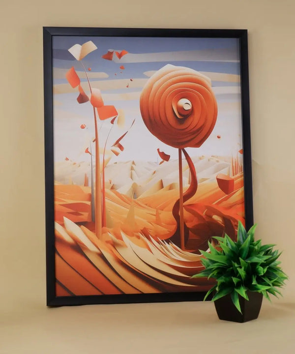 Sowpeace's Handcrafted 3D Autumn Abstract Wall Art – Premium Set of 2, Indian-Inspired Canvas Home Decor — image 4