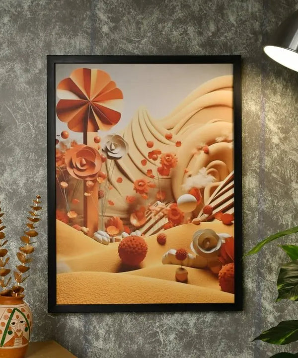 Sowpeace's Handcrafted 3D Autumn Abstract Wall Art – Premium Set of 2, Indian-Inspired Canvas Home Decor — image 5