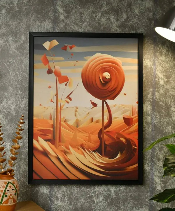 Sowpeace's Handcrafted 3D Autumn Abstract Wall Art – Premium Set of 2, Indian-Inspired Canvas Home Decor — image 2
