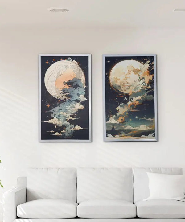 Moonlight Tall: Artisan Canvas Wall Decor for Home Ambiance — main view
