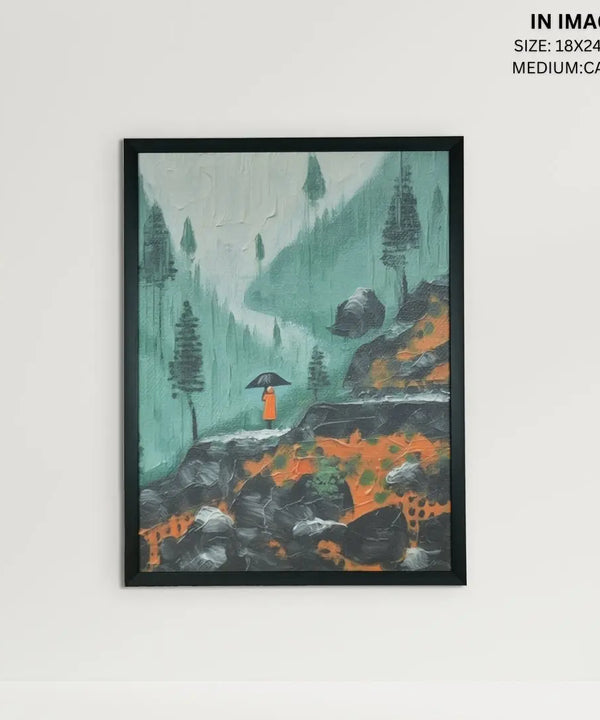 Sowpeace's Handcrafted Vaishno Devi Nordic Rain Abstract Art – Premium Indian-Inspired Canvas Print for Elegant Home Decor — image 5