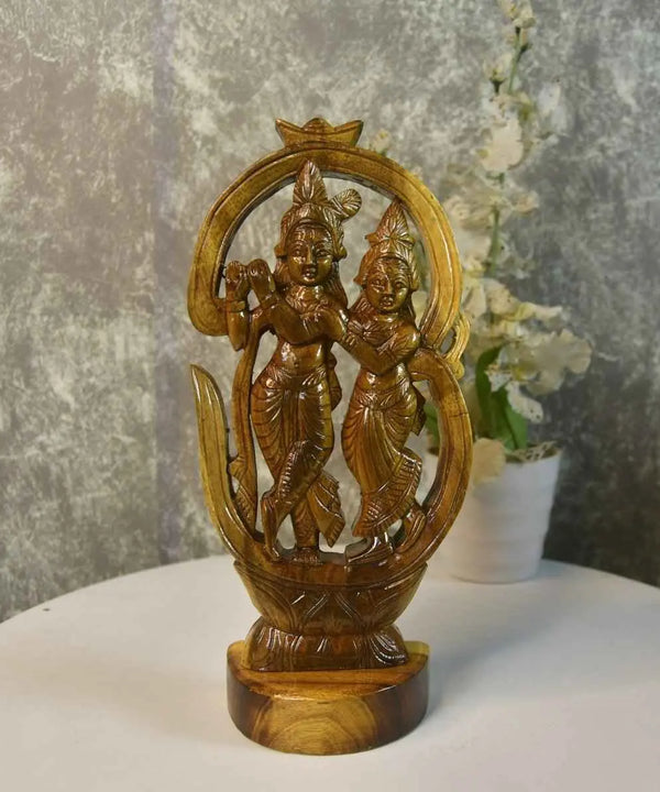 Wooden Radhe Krishna: Artisan Tabletop Decor — image 7