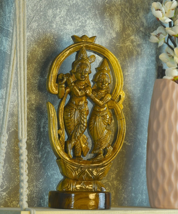 Wooden Radhe Krishna: Artisan Tabletop Decor — image 5