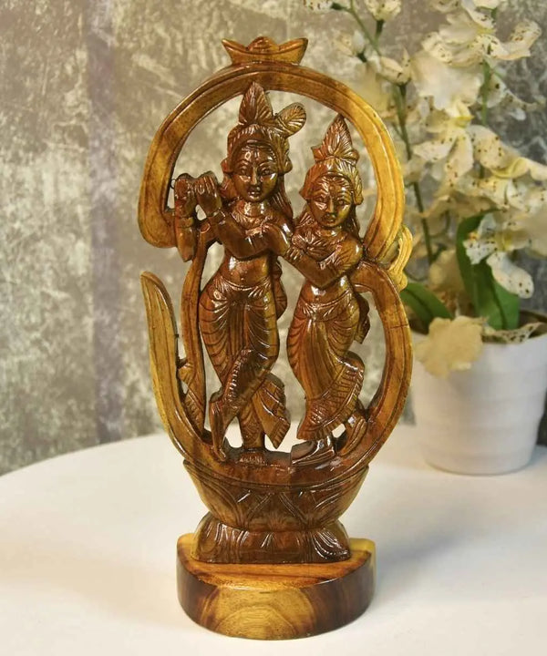 Wooden Radhe Krishna: Artisan Tabletop Decor — image 6