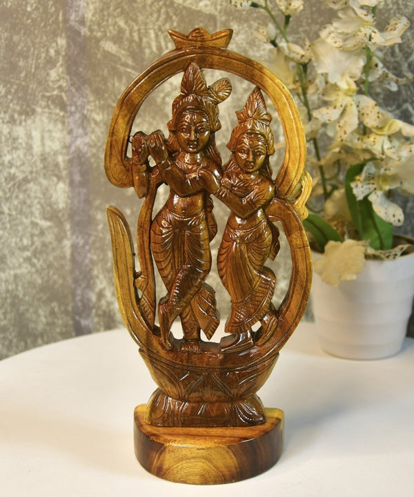 Wooden Radhe Krishna: Artisan Tabletop Decor — image 6