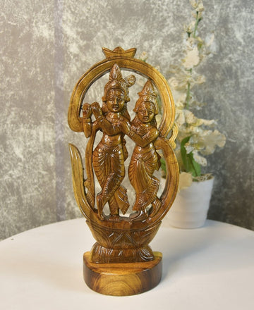 Wooden Radhe Krishna: Artisan Tabletop Decor — alternate view