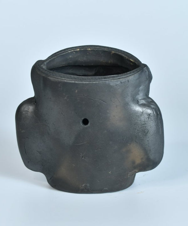 Unique Black Terracotta Asur Mask with Vase - Artisan Home Décor — image 5