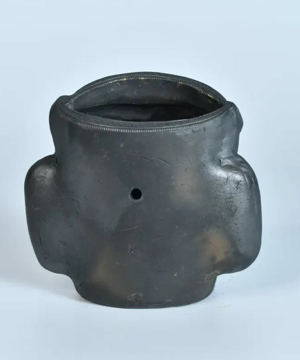 Unique Black Terracotta Asur Mask with Vase - Artisan Home Décor — image 5