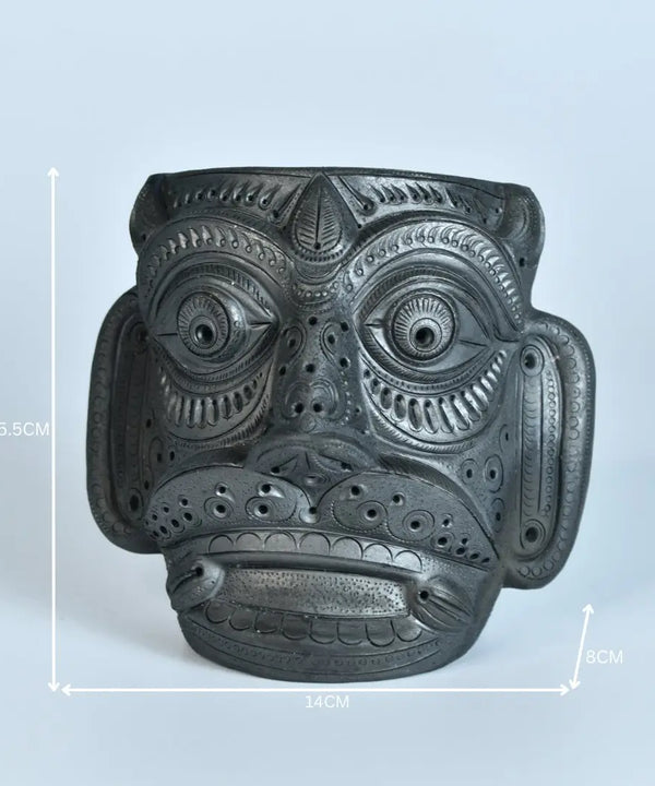 Unique Black Terracotta Asur Mask with Vase - Artisan Home Décor — image 9