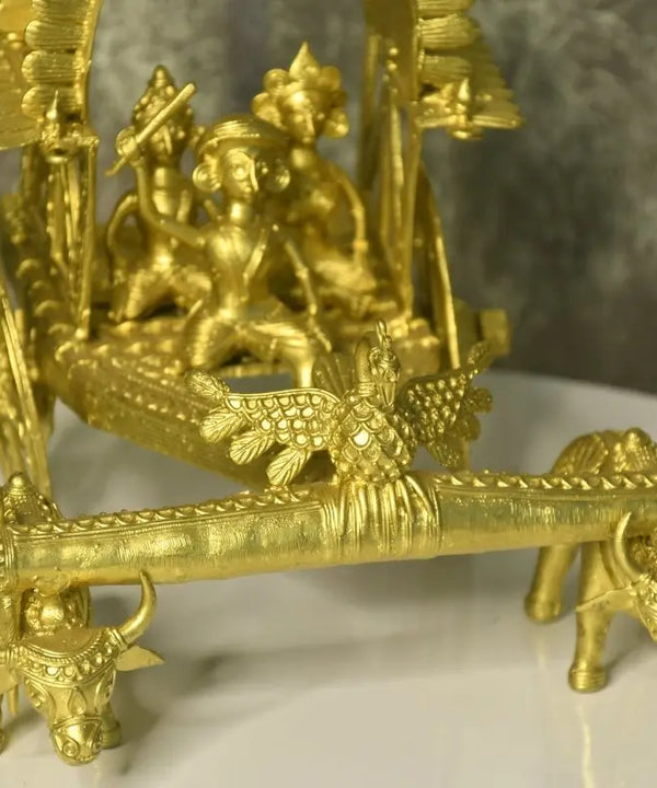 Large Dhokra Craft - Cow Cart Brass Decor — image 5