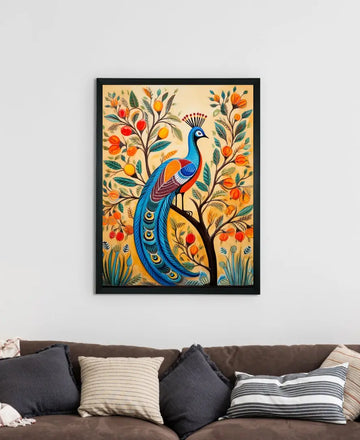 Find Your Paradise: Sowpeace Handcrafted Peacock Canvas – Premium Indian-Inspired Art for Stylish Home Interiors — alternate view