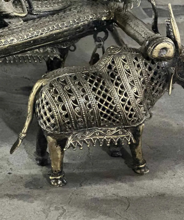 Premium Brass Dhokra Cow Cart Home Decor — image 5