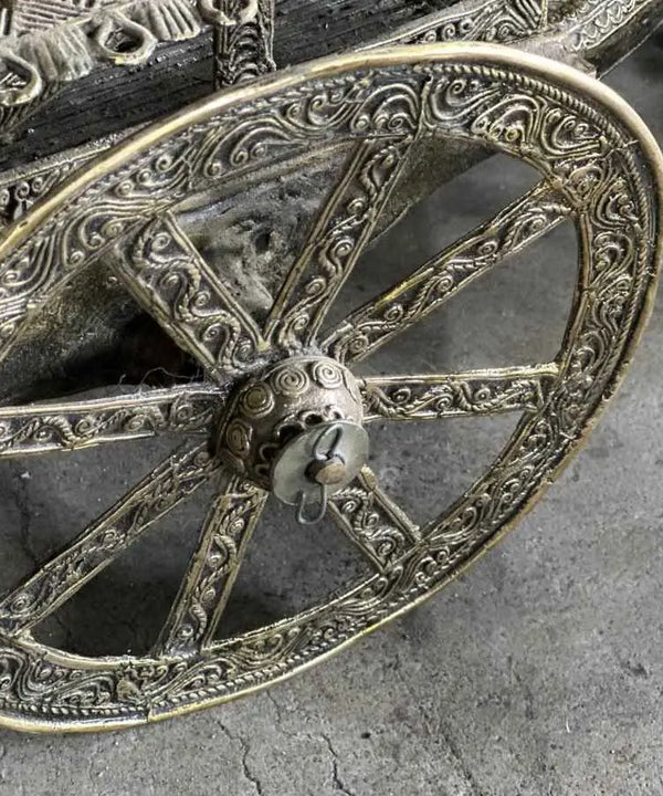Premium Brass Dhokra Cow Cart Home Decor — image 4