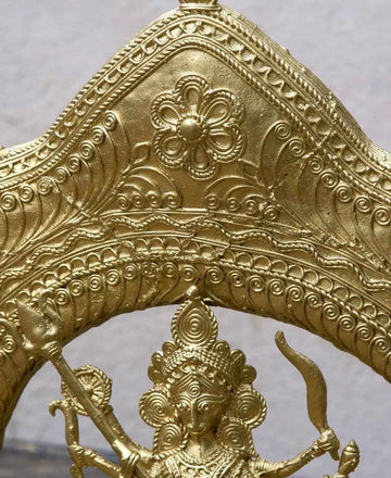 Premium Dhokra Durga Sculpture Artisan Brass Home Decor — alternate view