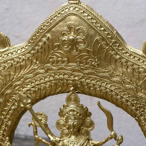 Premium Dhokra Durga Sculpture Artisan Brass Home Decor