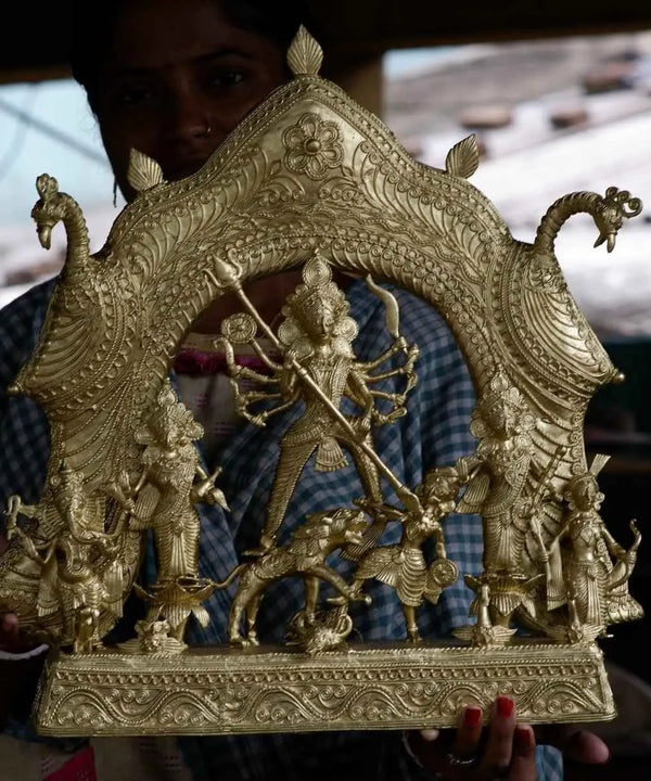 Premium Dhokra Durga Sculpture Artisan Brass Home Decor — image 5