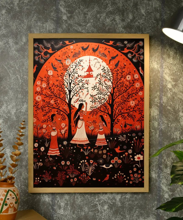 Find Your Sisterhood: Sowpeace Handcrafted Abstract Canvas – Premium Indian-Inspired Art for Elegant Home Decor — image 4