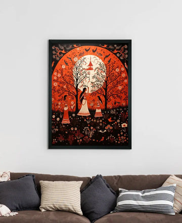 Find Your Sisterhood: Sowpeace Handcrafted Abstract Canvas – Premium Indian-Inspired Art for Elegant Home Decor — alternate view