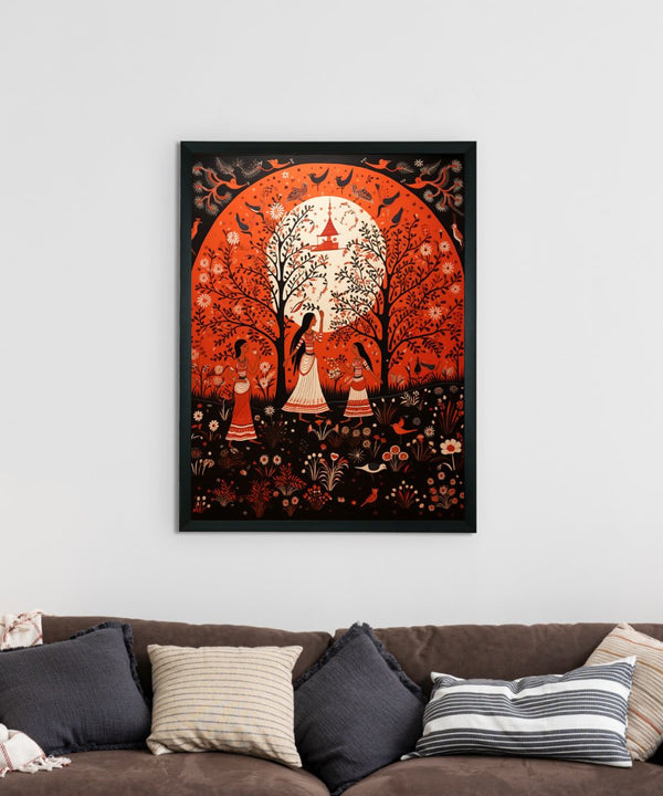 Find Your Sisterhood: Sowpeace Handcrafted Abstract Canvas – Premium Indian-Inspired Art for Elegant Home Decor — image 2