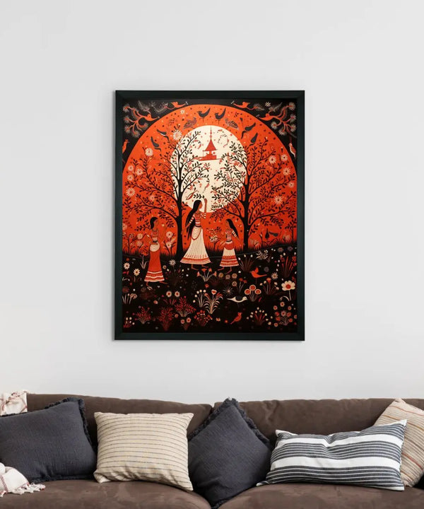 Find Your Sisterhood: Sowpeace Handcrafted Abstract Canvas – Premium Indian-Inspired Art for Elegant Home Decor — image 2