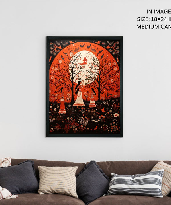 Find Your Sisterhood: Sowpeace Handcrafted Abstract Canvas – Premium Indian-Inspired Art for Elegant Home Decor — image 5