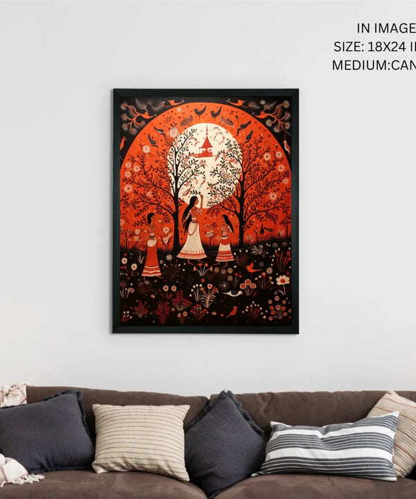 Find Your Sisterhood: Sowpeace Handcrafted Abstract Canvas – Premium Indian-Inspired Art for Elegant Home Decor — image 5