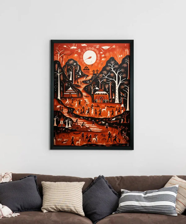 Sowpeace Serenity: Handcrafted Peaceful Mountain Wall Art – Premium Indian-Inspired Canvas Print for Modern Home Decor — image 2