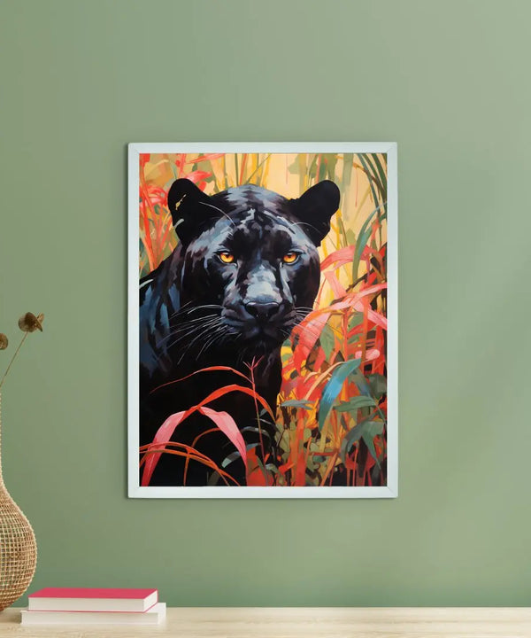 Sowpeace Harmony: Find Your Handcrafted Abstract Black Panther – Premium Indian-Inspired Canvas Art for Stylish and Elegant Interiors — main view