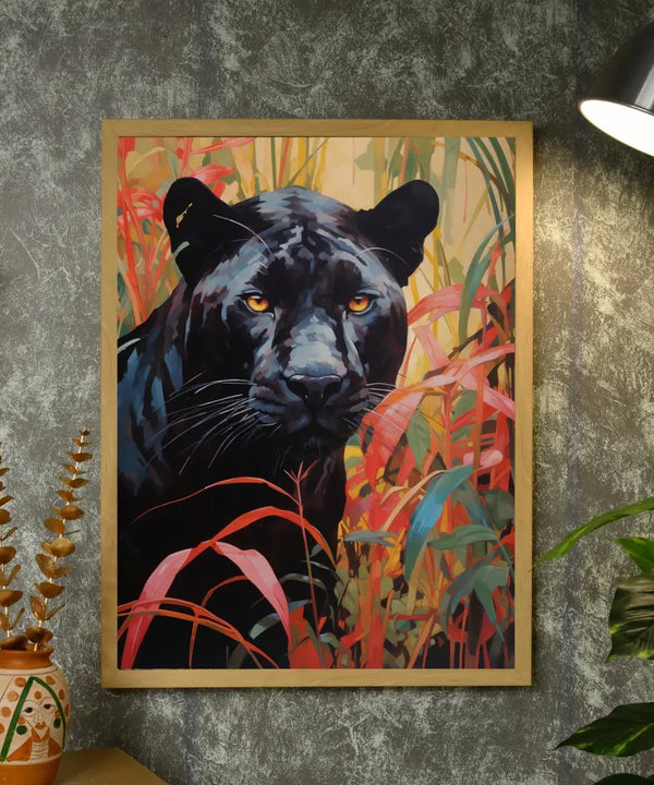 Sowpeace Harmony: Find Your Handcrafted Abstract Black Panther – Premium Indian-Inspired Canvas Art for Stylish and Elegant Interiors — image 4