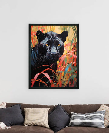 Sowpeace Harmony: Find Your Handcrafted Abstract Black Panther – Premium Indian-Inspired Canvas Art for Stylish and Elegant Interiors — alternate view